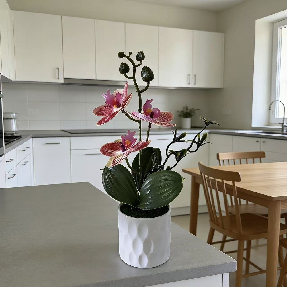 Realistic Fake Butterfly Orchid Plant in Pot for Indoor Office Home Decor