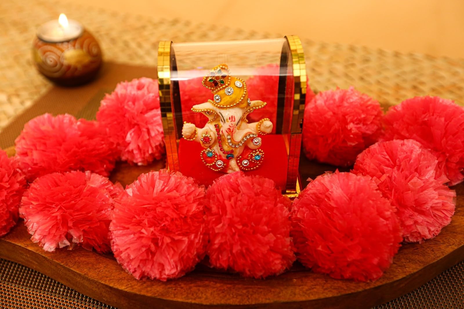 150 pc Artificial Marigold Flowers for Diwali Decorations, Day of The Dead, D…