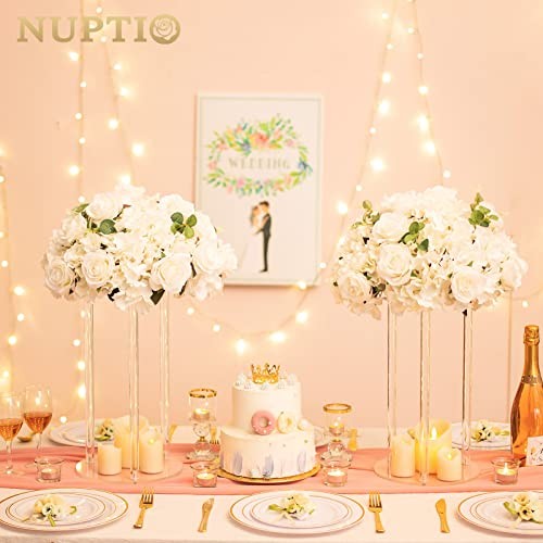 Flower Ball Arrangement Bouquet – 10 Pcs 15.7 inch 15.7″ Diam – 10 PCS White