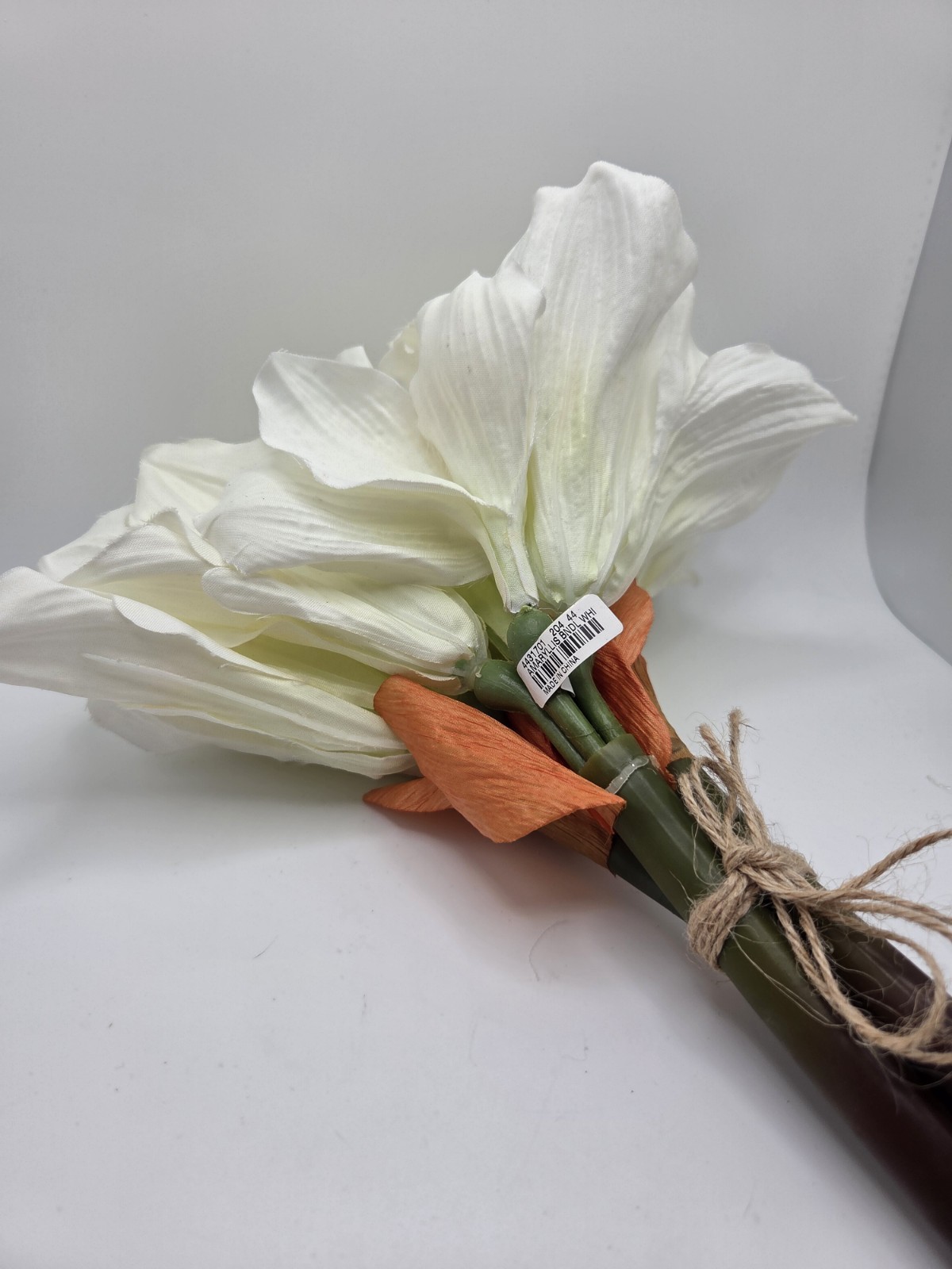 New Pottery Barn Faux Flowers White Amaryllis 3 Stems Set 2 Bundle Arrangement