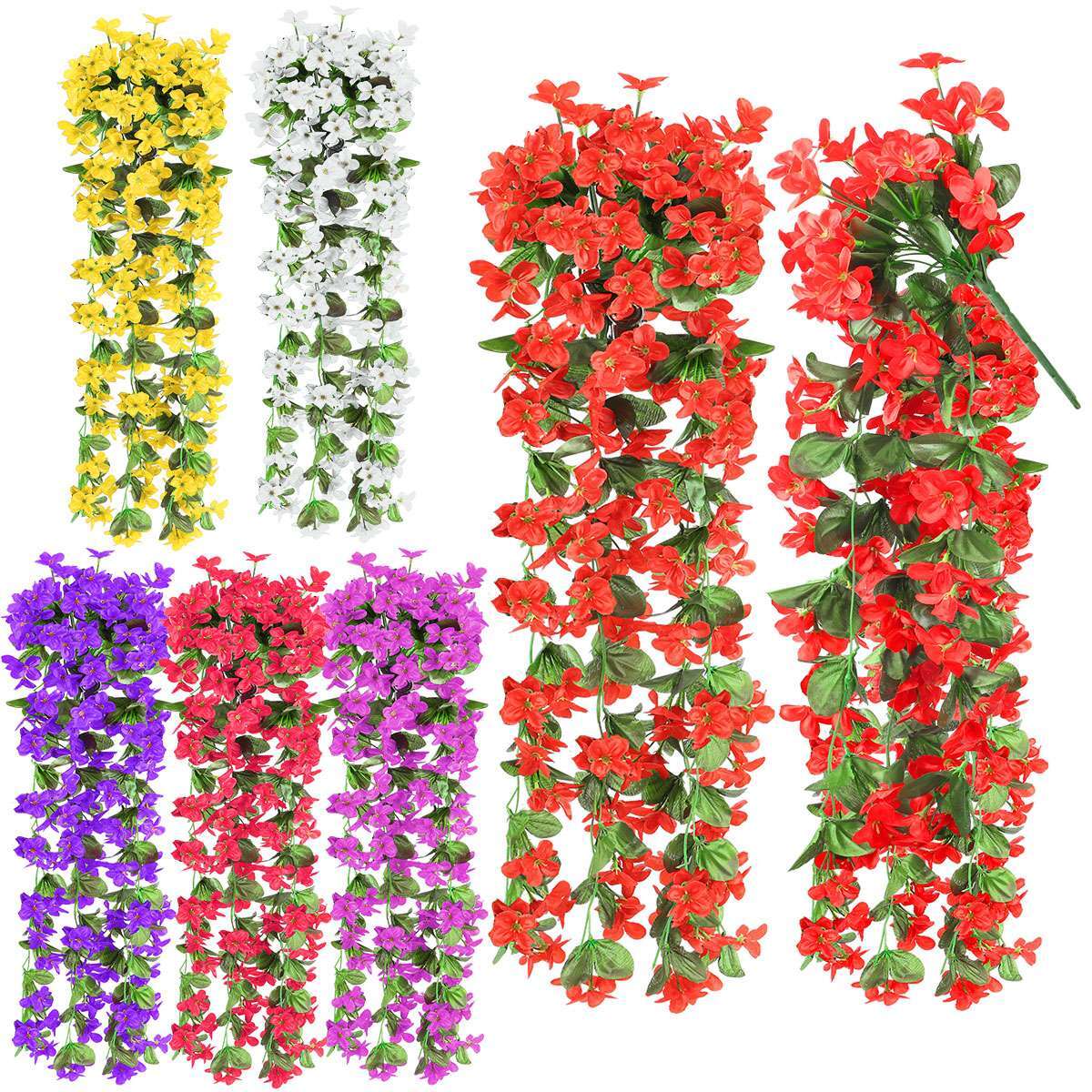 LOT Artificial Violet Flowers Fake Plants Decor Hanging Outdoor Home Yard Garden