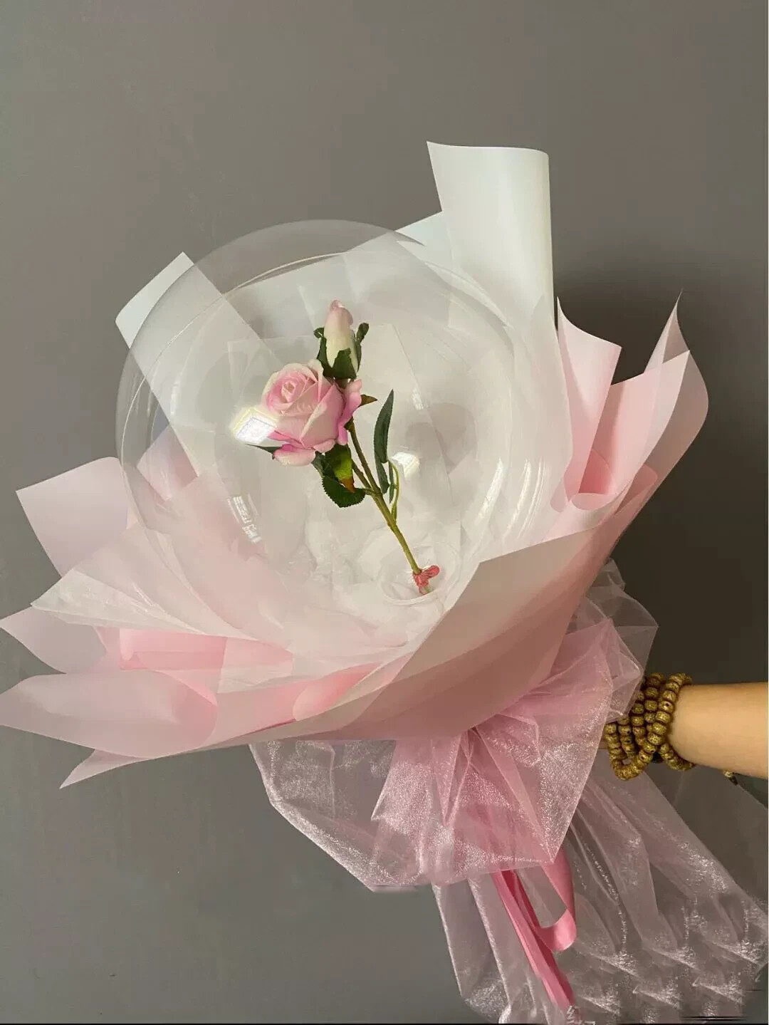 Valentine’s Day LED Light Balloon Pink Rose DIY Flower Bouquet Girlfriend Gift