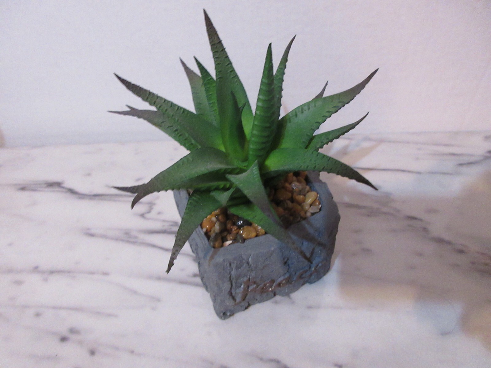 Floral Decor Artificial 5″ dia Green Succulent Cactus in Pot 3 in Square PEACE