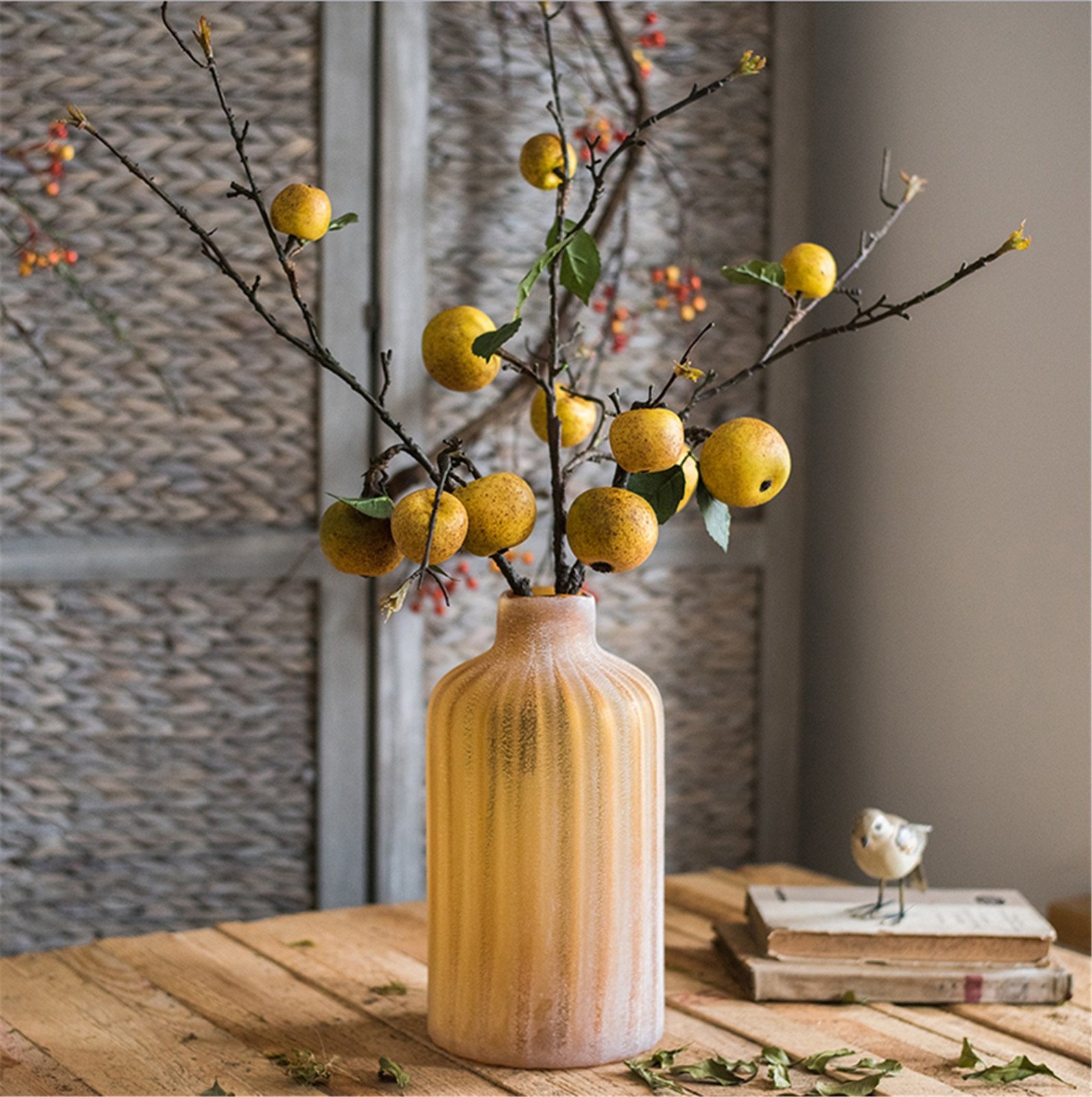 3pcs Artificial Pear Tree Branches Fake Pear Fruit Spur