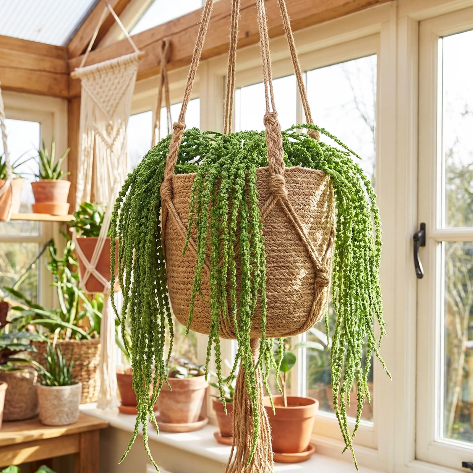 4 Pcs Green 35 Inch Amaranthus Artificial Flower Hanging Plants Faux Amaranth…
