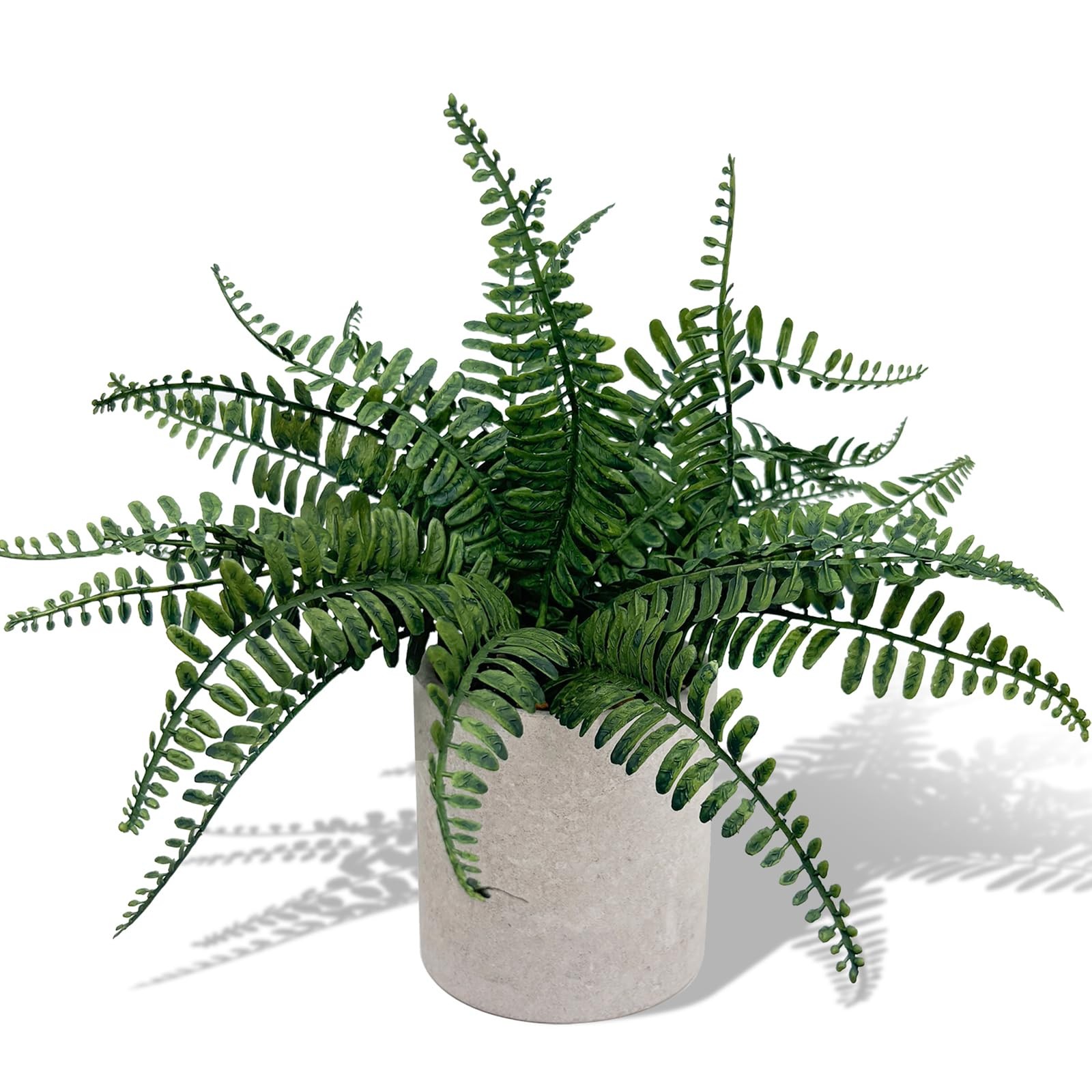 12.5 Inch Small Fake Fern Potted Artificial Plants Shelf Home Decor Gray Pot