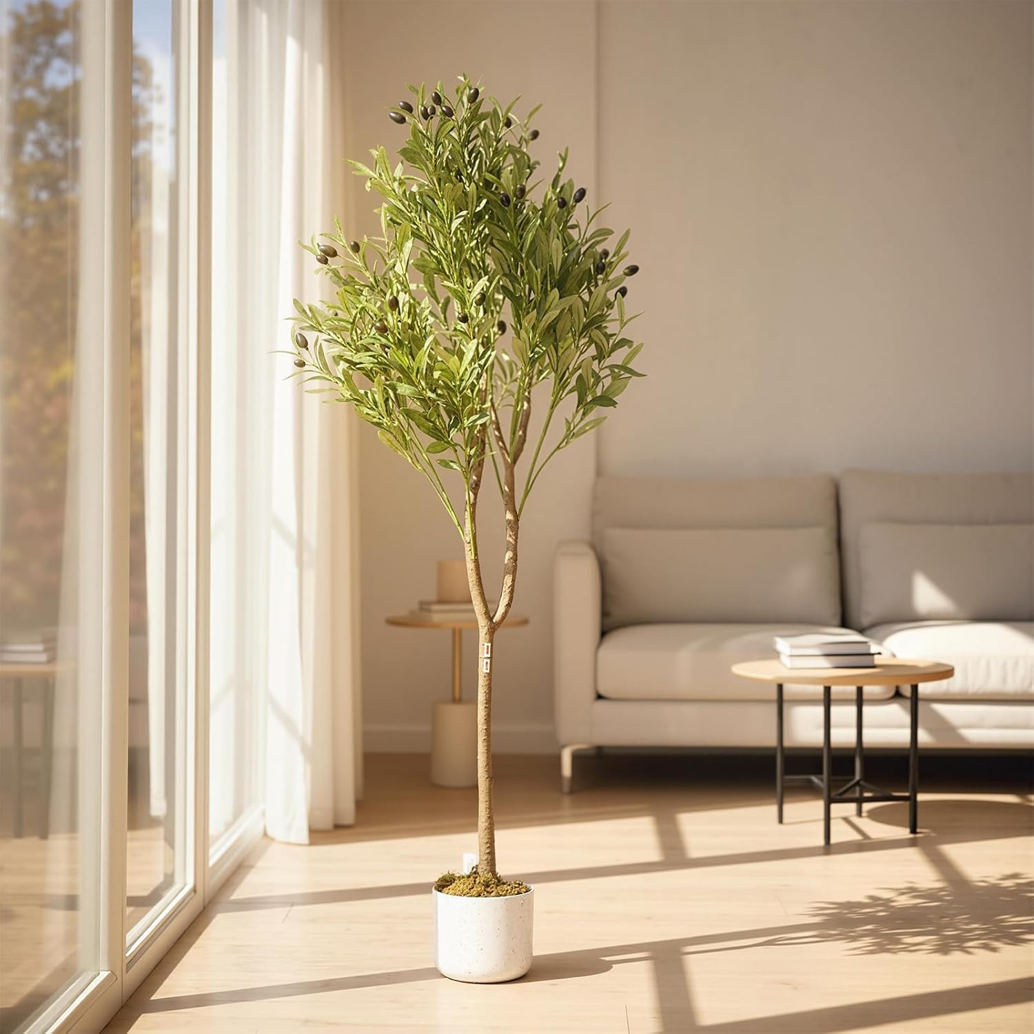 4.2FT Faux Olive Tree with 44 Fruits and Planter for Home Office Indoor Decor
