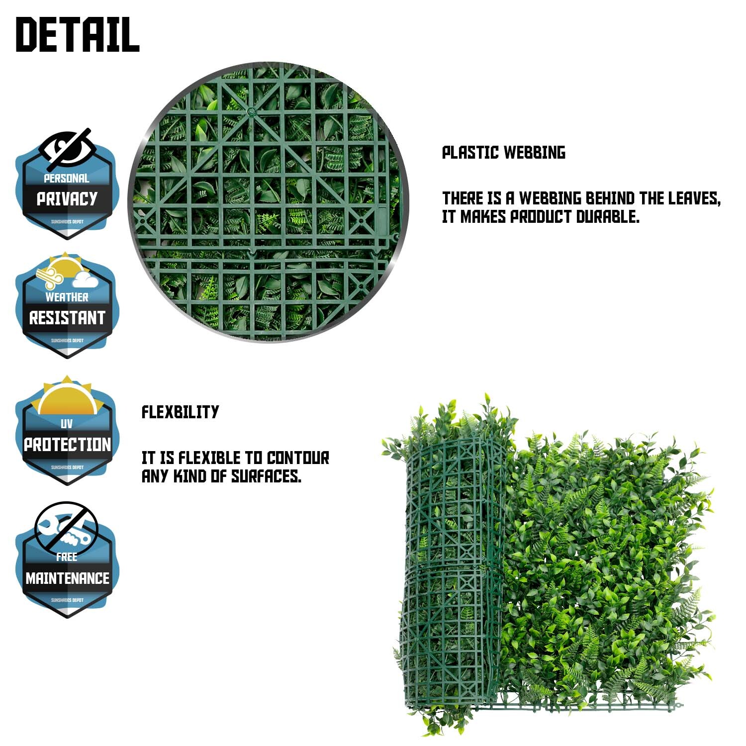 20″ Artificial Faux 3D Mix Leaves Wall Panel Fence Screen Home Outdoor Decor #09