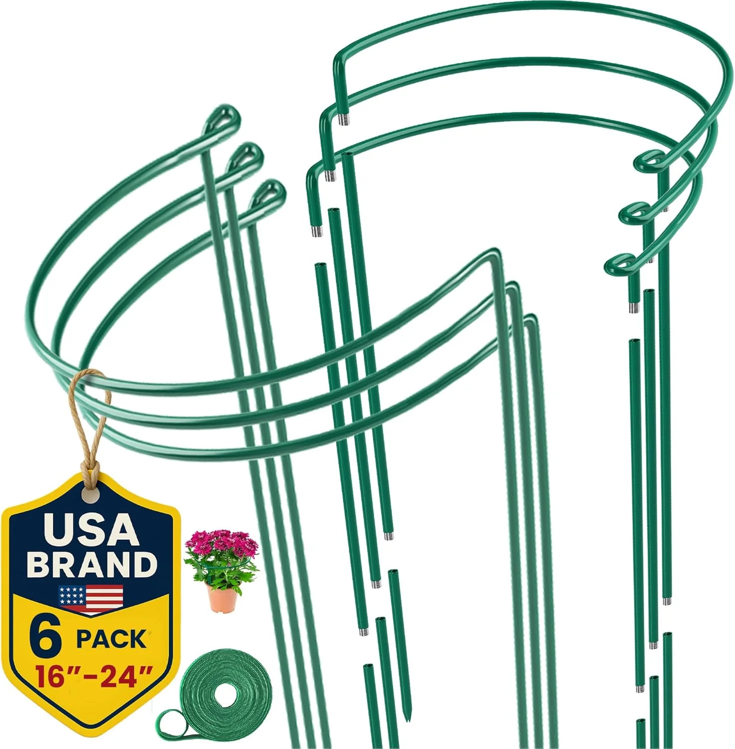 6 Pack Plant Support Stakes – Tall Plant Stakes for Indoor and Outdoor Gardens –