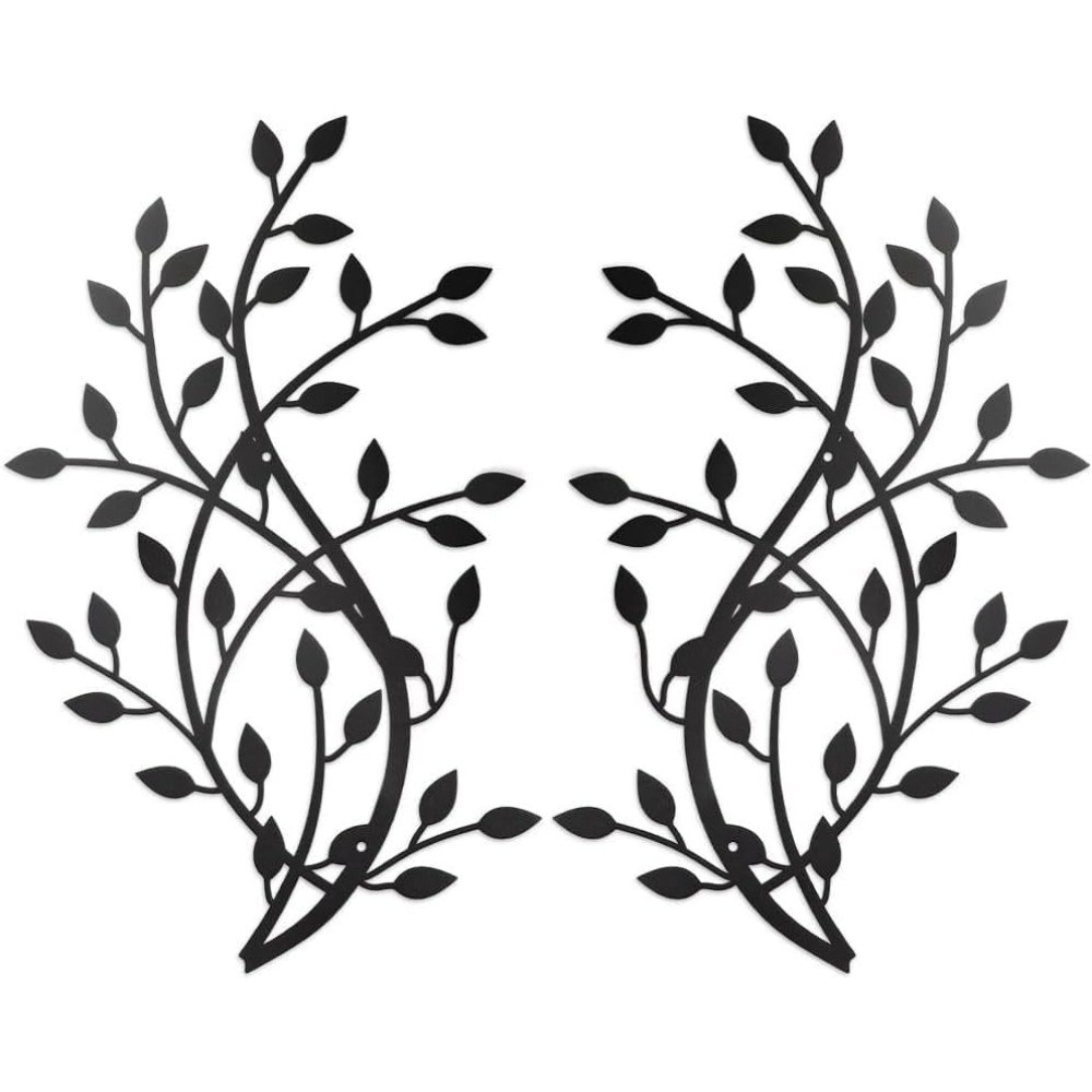 etal Tree Leaf Wall Decor, Vine Olive Leaf Wall Art,Black Wrought Iron