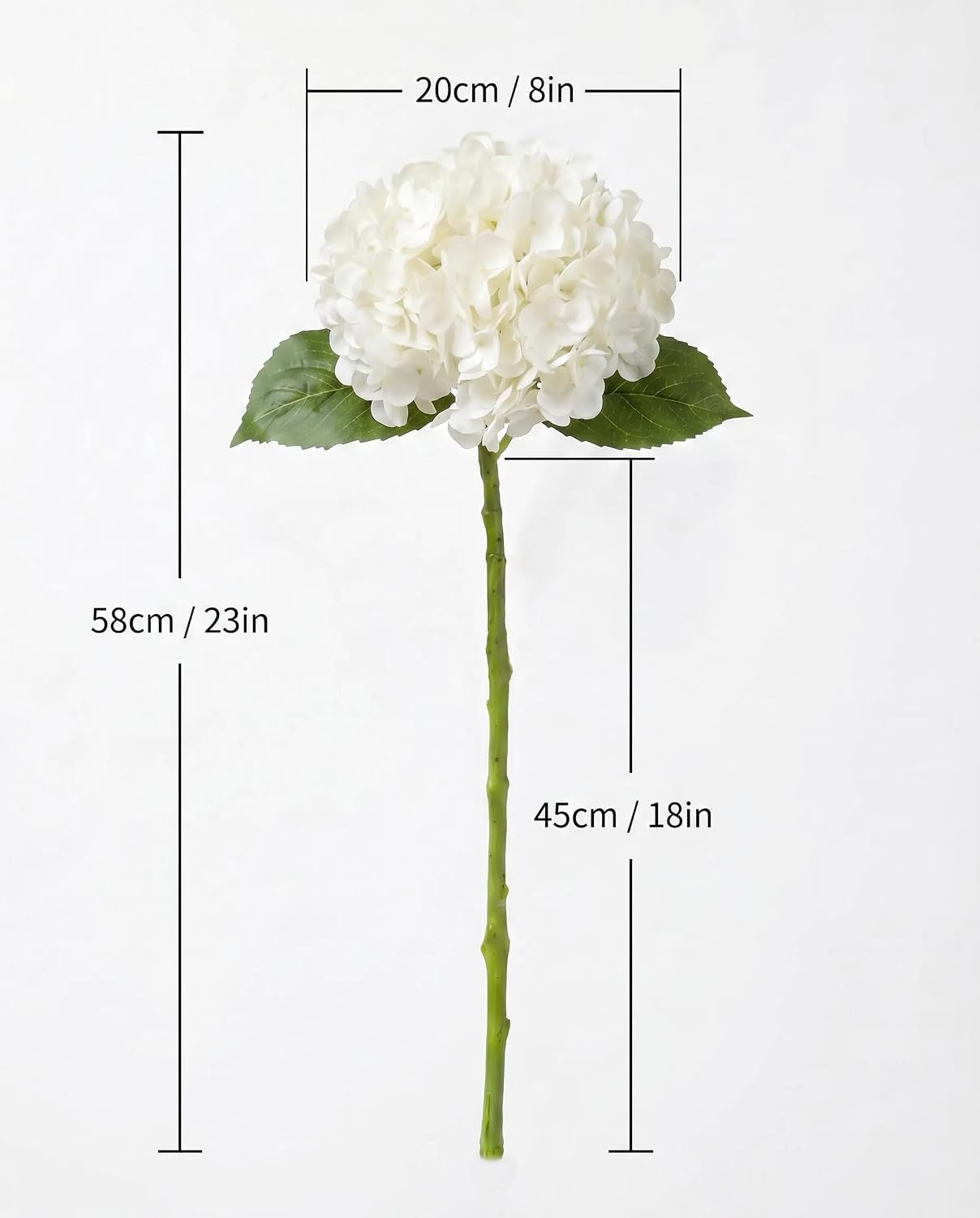 Large White Faux Hydrangea Flowers – 4 Pcs Real Touch for Home & Events