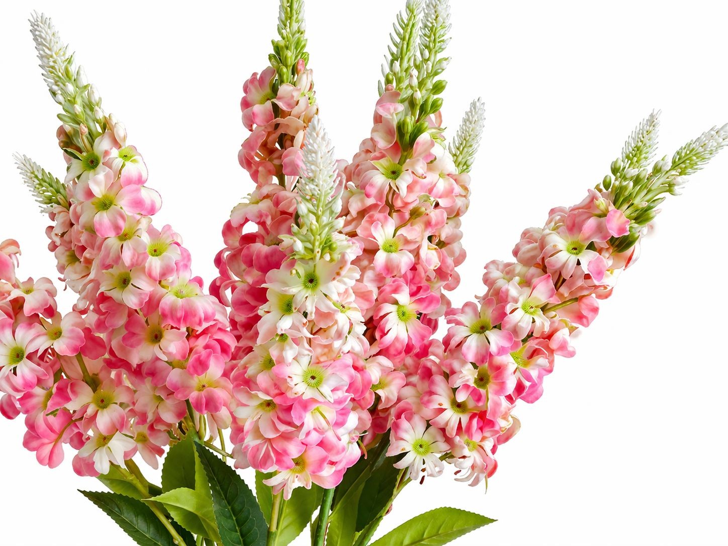 Pink Snapdragon Stems Set of 2 Artificial Larkspur Spike Flowers 26 Inch Faux Fl