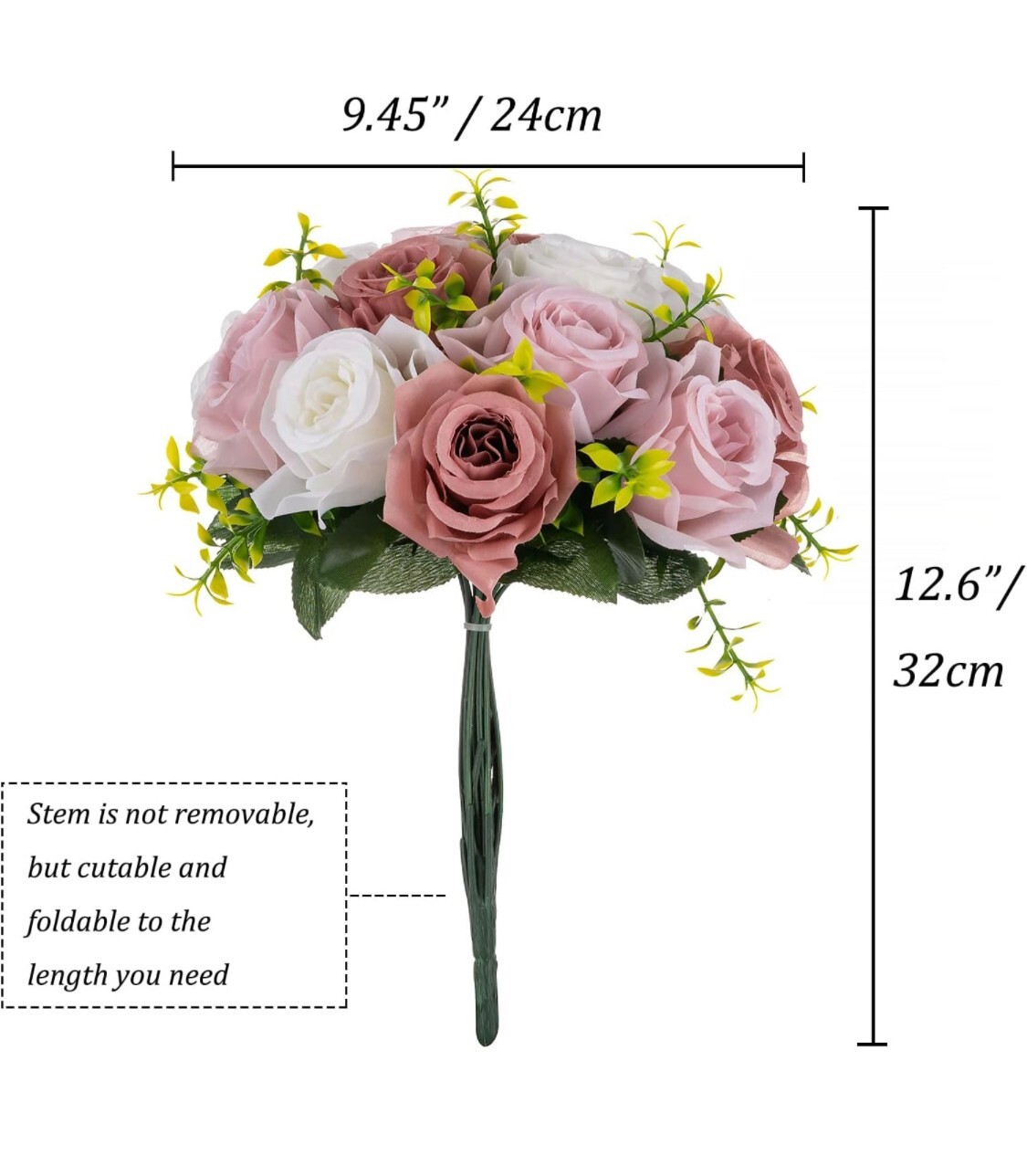 Blosmon fake flower roses artificial 2pcs Dusty pink, bouquets silk flowers
