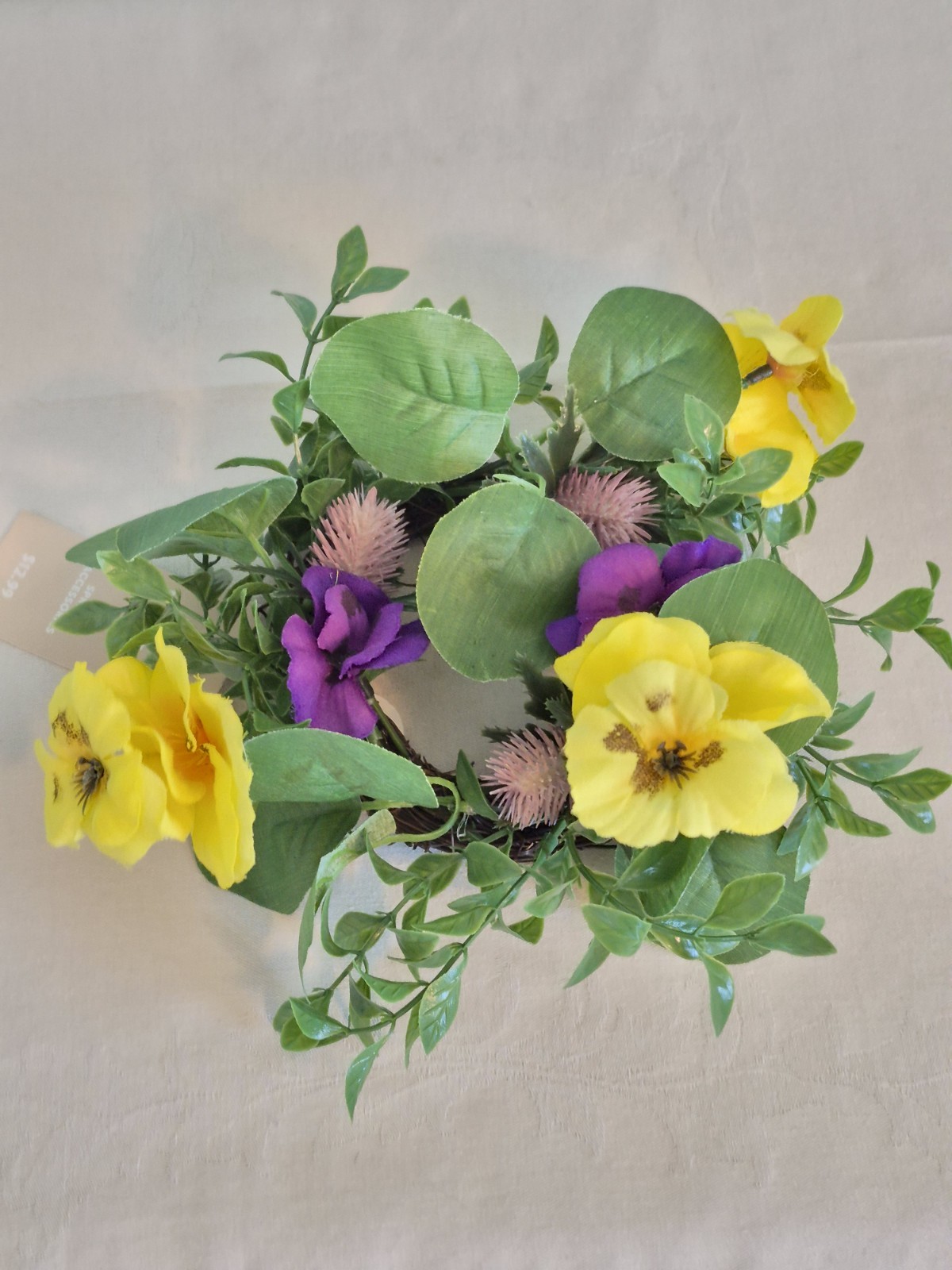 Bloom Room Floral Wreath Yellow Pansies Centerpiece Decoration