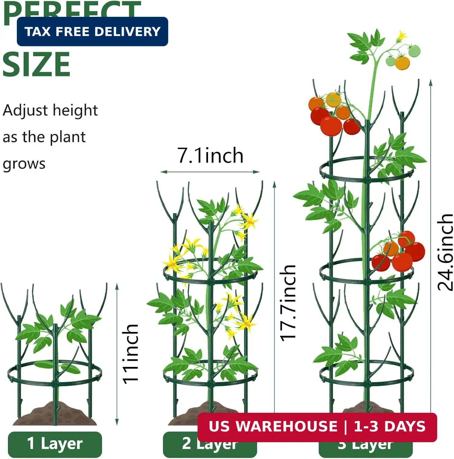 12 Pack Plant Support Stake Half Round Plant Support for Indoor Plants, Stackabl