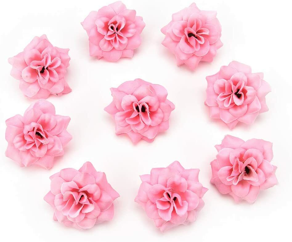 50Pcs Silk Artificial Fake Rose Flower Heads Bulk Craft Wedding Party Decor US