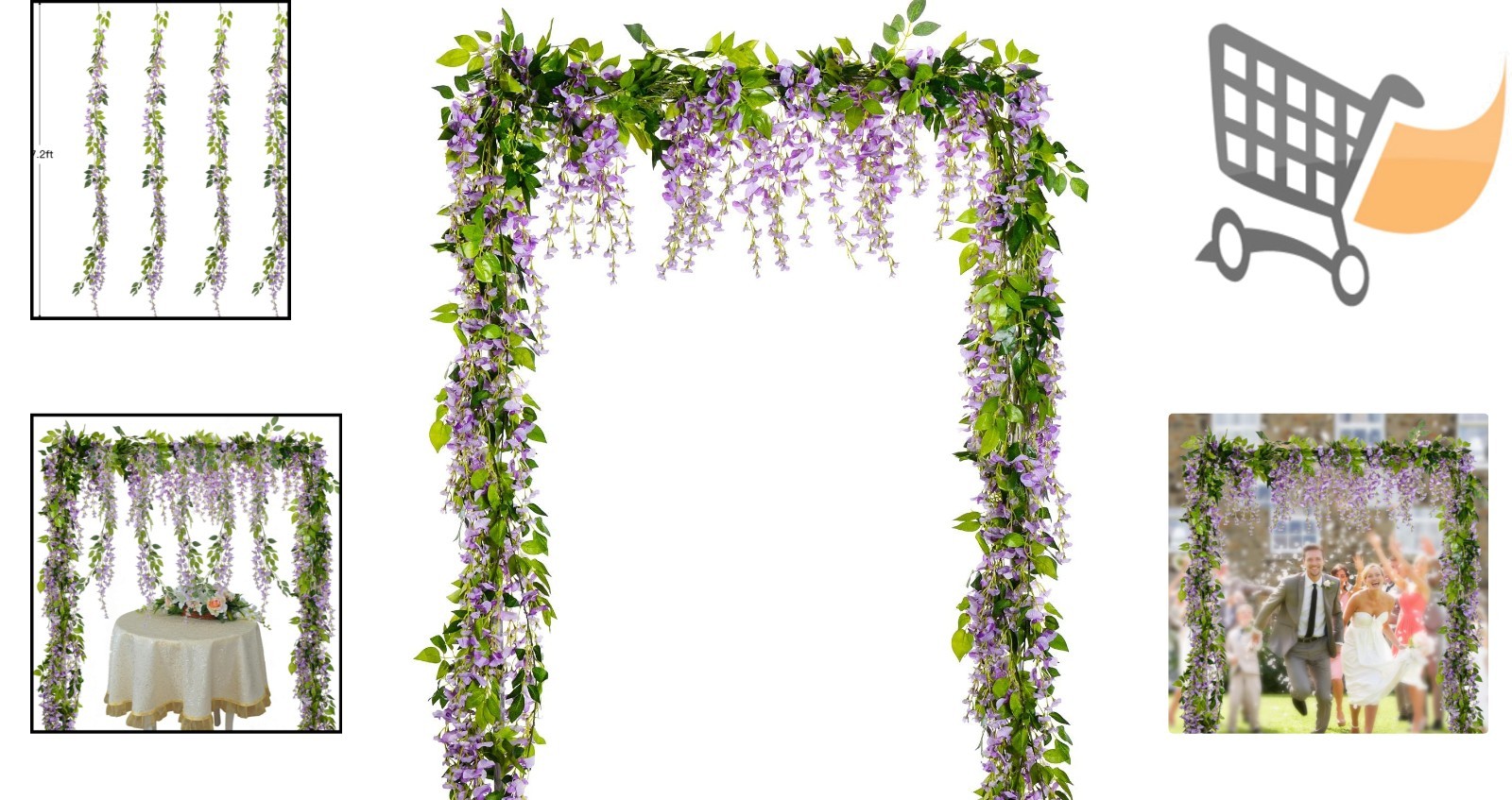 Artificial Wisteria Garland 28.8ft Silk Flowers for Wedding Garden Home Decor