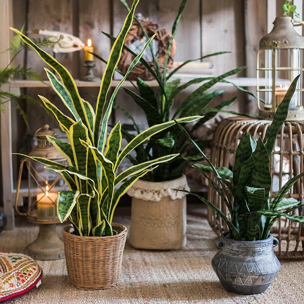 Planta de serpiente artificial Sansevieria falsa de 22 pulgadas