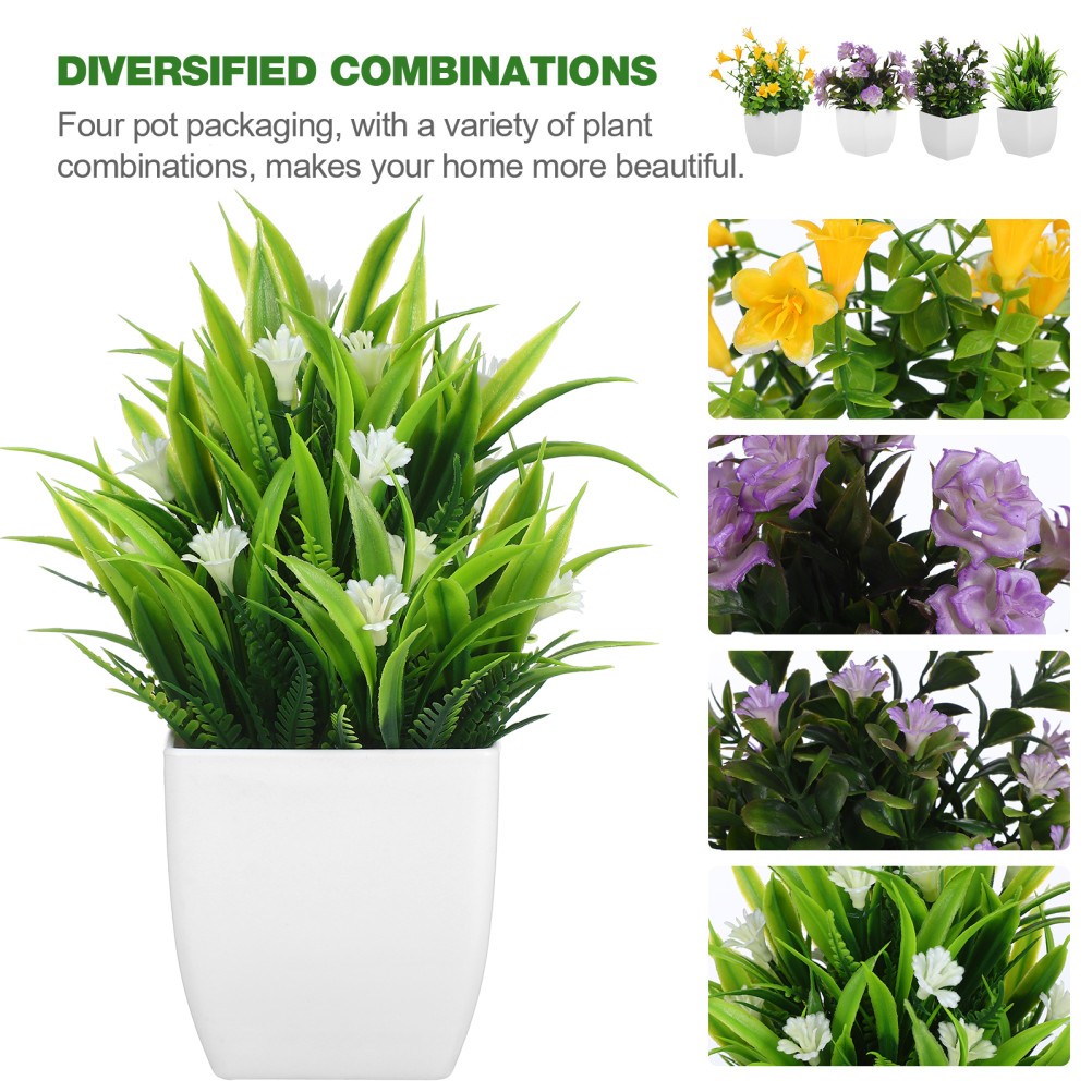 4 Pcs Realistic Fake Potted Plants Indoor Decoration Faux Plants