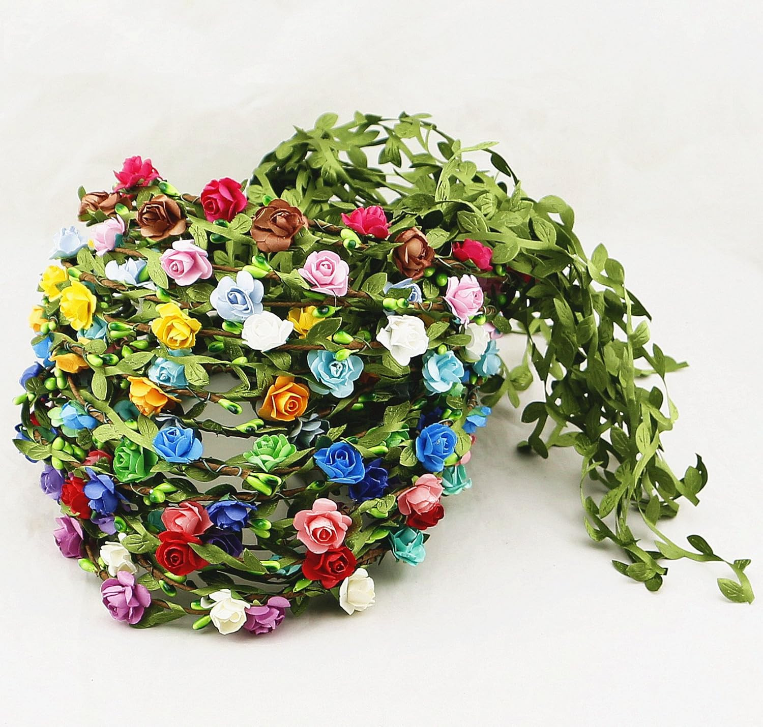 10 PCS Flowers Crown Floral Garland Headband Rose Flower Wreath for Travel and W