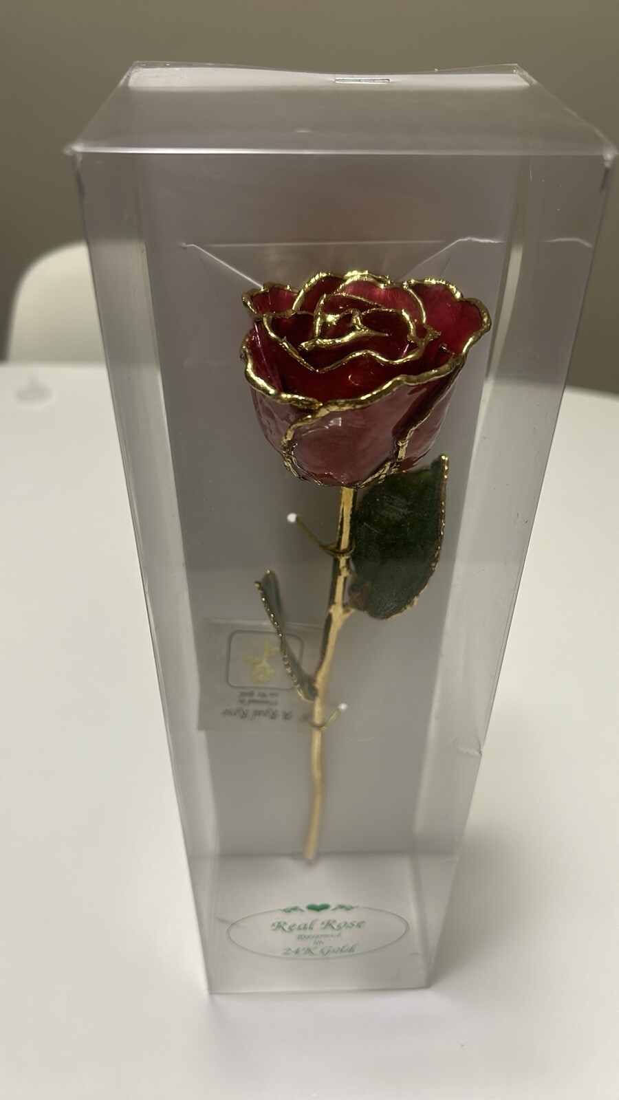 Elegant Real Red Rose Preserved in 24k Gold forever Rose NEW In box