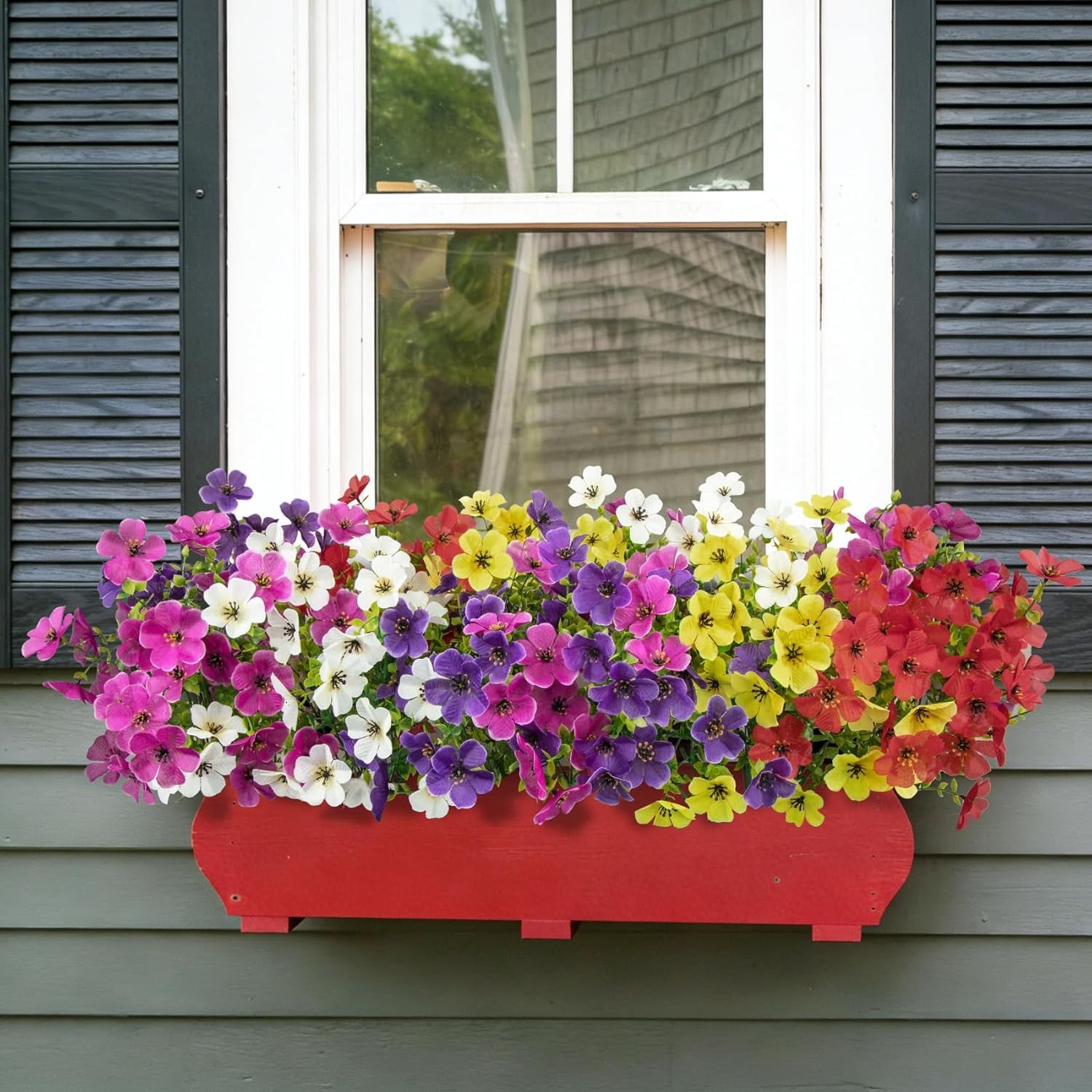 20 Bundles Artificial Violet Flowers for Outdoors, Mixed | UV resistant, silk