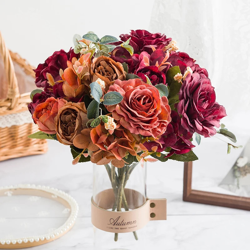 1pc 30CM Silk Peony Rose Bouquet Artificial Flowers for Wedding Home Christmas