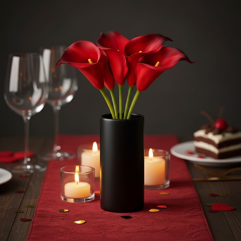 Cherry Red Calla Lily Bundle Real Touch Faux Flowers Deep Red Calla Lilies Dark
