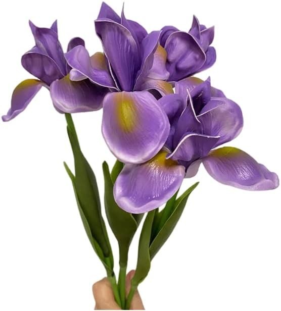4pc Artificial Iris Flower Silk Flower,Flower Bouquet,Long Stem 18″ Fake Irel…