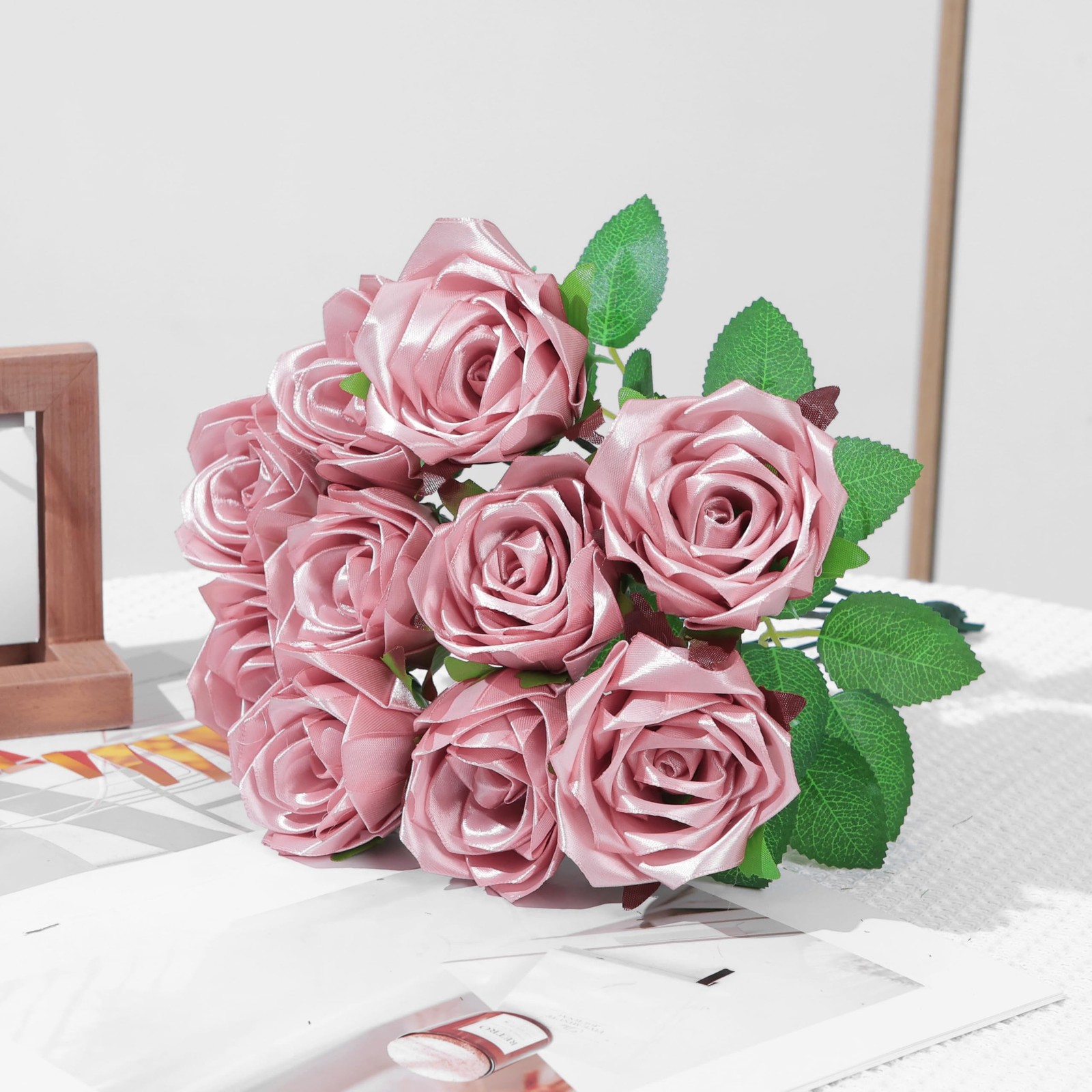 300Pcs Premade Satin Ribbon Rose Petals Half-Finished for Eternal Rose DIY Ra…