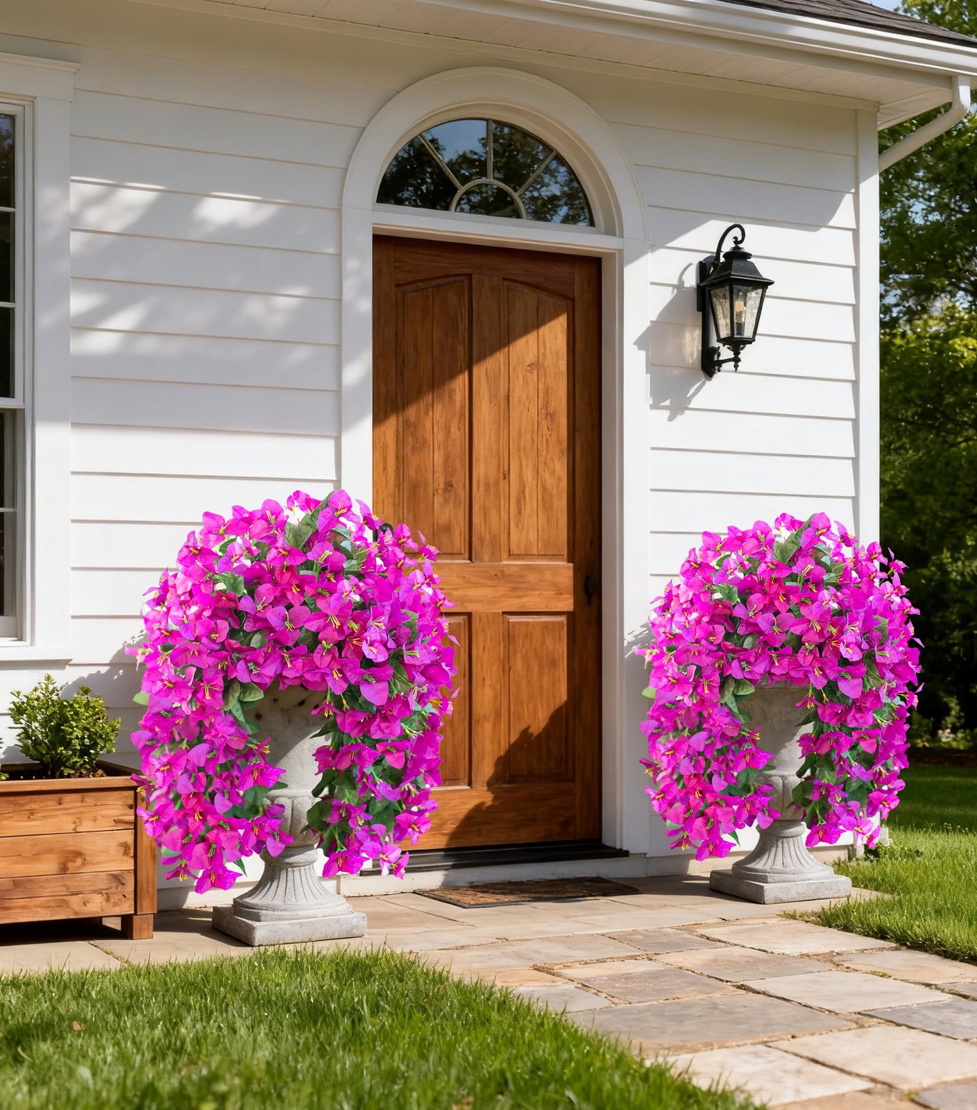 HyeFlora Bougainvillea Artificial Hanging Flowers Plants for Outdoors Decorat…