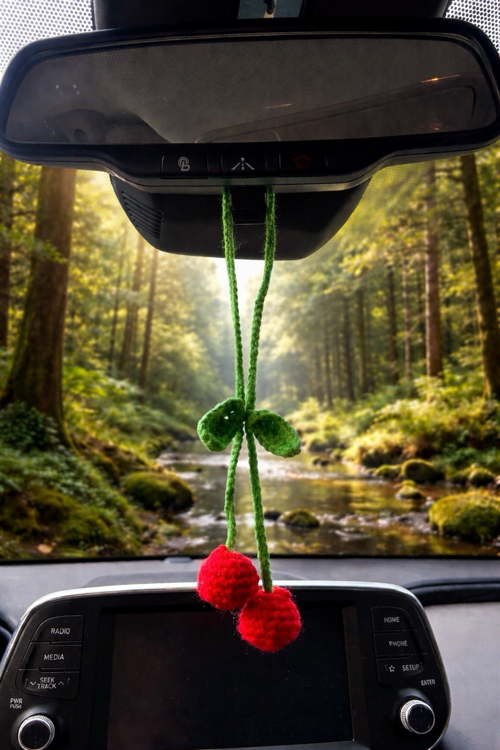 Handmade Cherry Yarn Hanging Plant mirror/Door Decoration