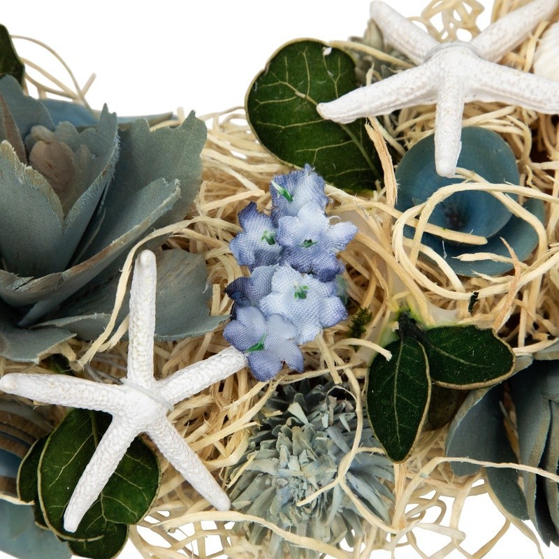 Coastal Decor Wreath Seashell Starfish Wooden Floral Indoor Decoration 12 Inch