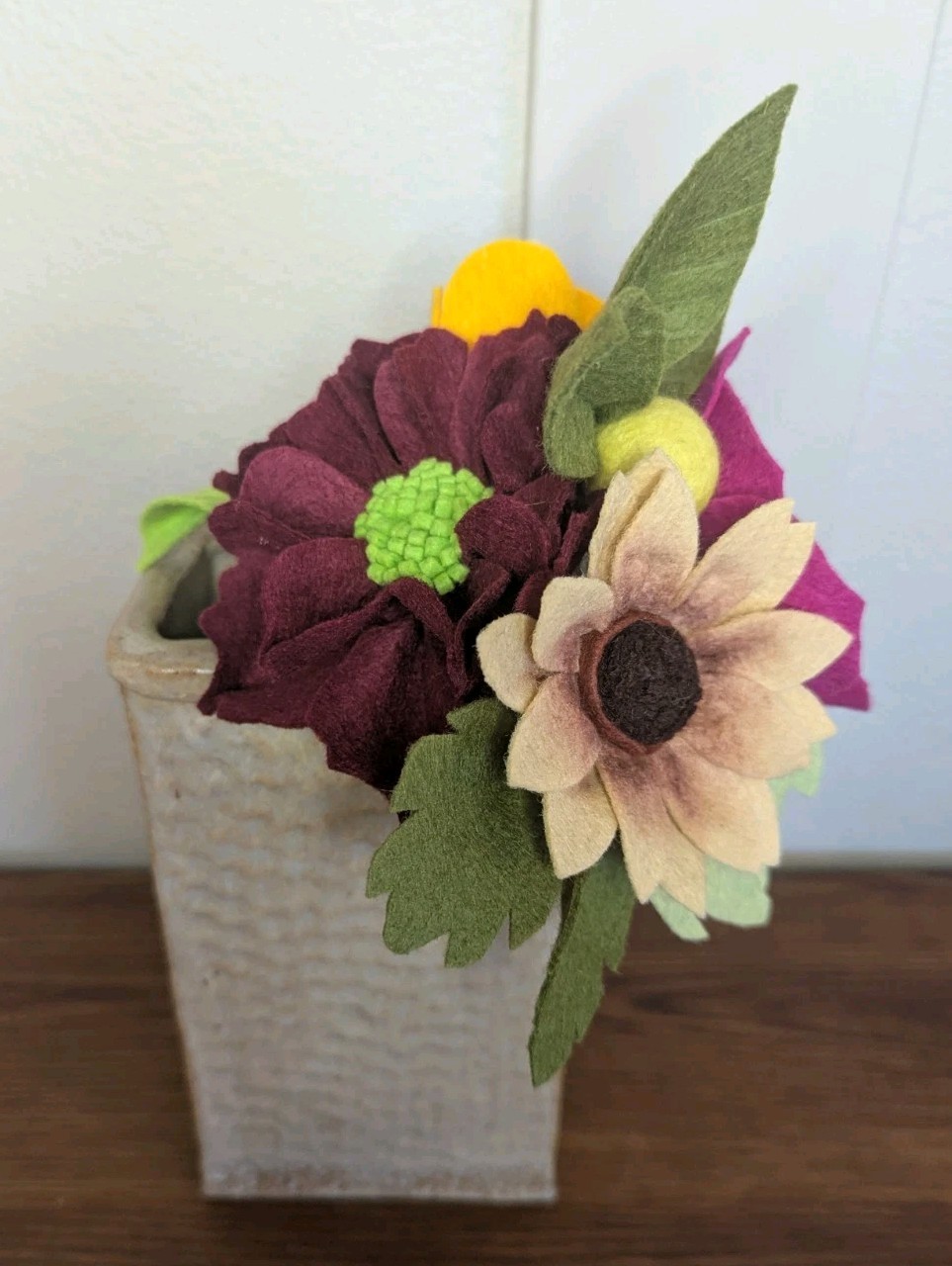Beautiful Hand Cut Wool Blend Felt Flower Bouquet Gift Wrapped/Great Gift Idea!