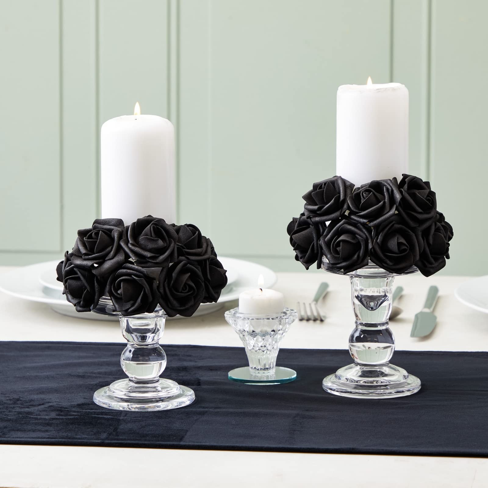Stemless Artificial Roses – Black Artificial Flowers for Crafts – Soft Foam R…