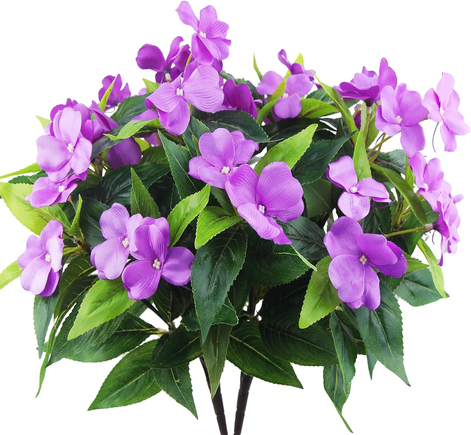 Artificial Purple Impatiens Flowers for Outdoor Decor – 2 Pcs Set