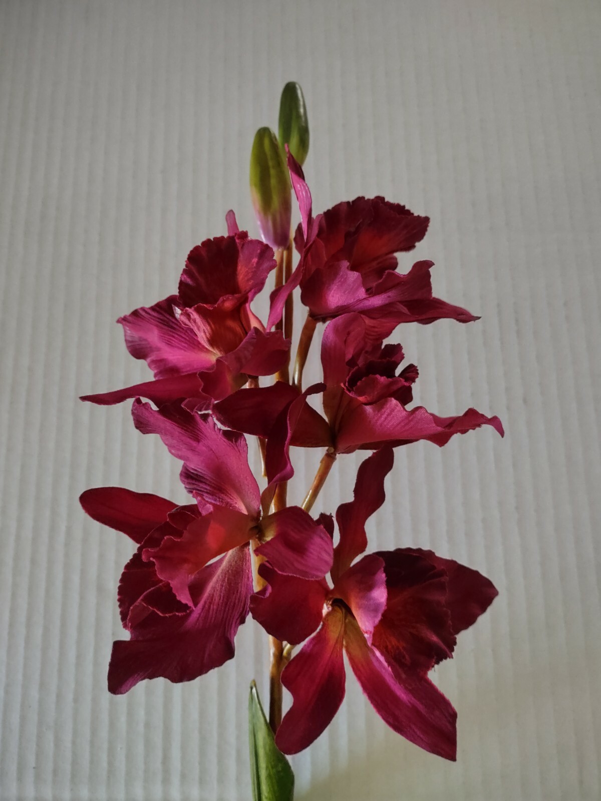 Artificial Mini Cattleya Orchid stem DEEP BURGUNDY WINE