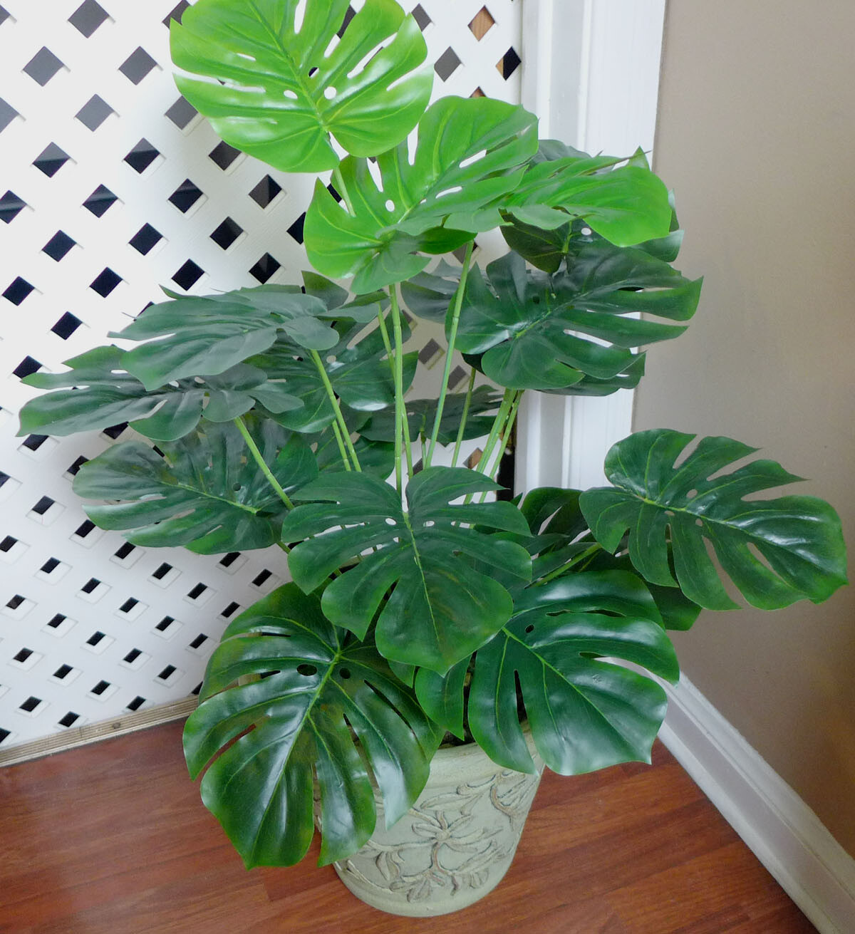 20″ H Artificial Plant Monstera Turtle Leaves Palm Fake Bush Tree (18 stems)