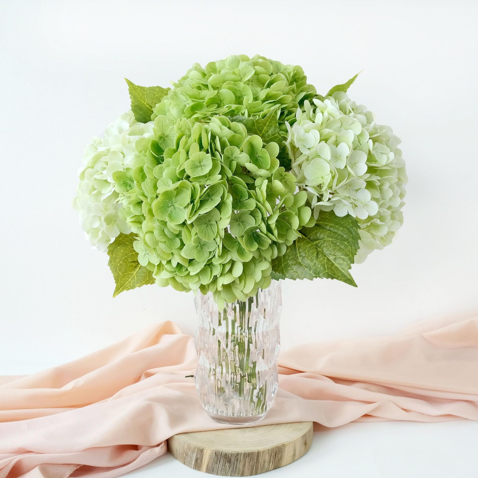 4 Pcs Real Touch Hydrangeas Artificial Flowers , Light Green &Dark Green Fake…