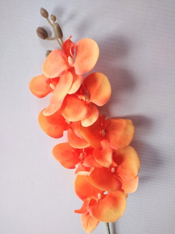 Artificial Phalaenopsis Orchid flower stem ORANGE