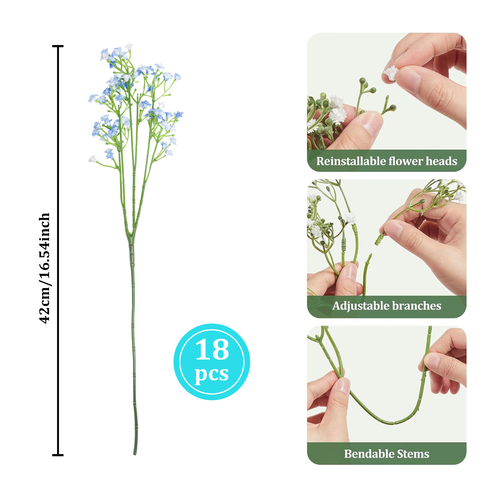 54PCS Baby’s Breath Artificial Flowers Real Touch Fake Gypsophila Bouquets DIY