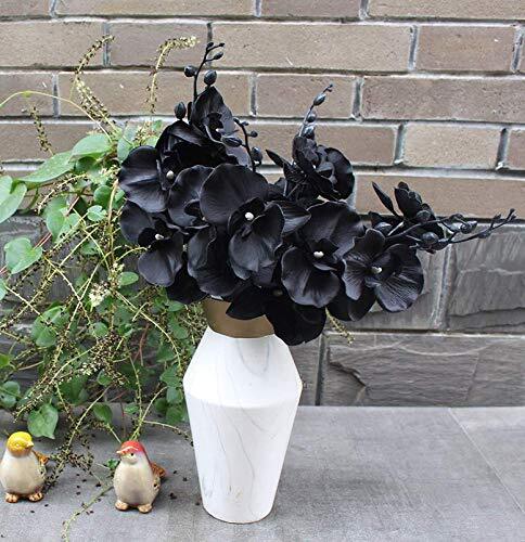 Artificial Orchid Stems Set of 3,18” Black Dancing Orchid,UV Resistant No Fade