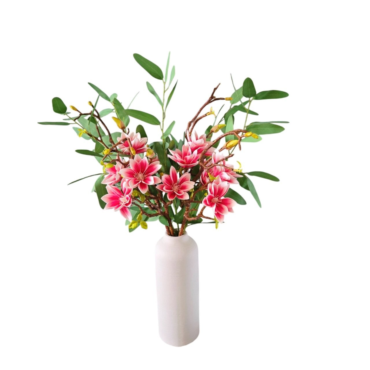 10-Stem Artificial Greenery Set.Magnolia Lotus & Eucalyptus.DIY Projects.