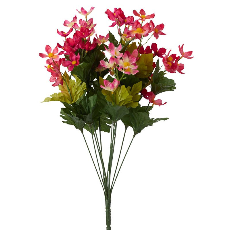 Group of 2 Pink Artificial Cosmos 19″ Floral Bushes