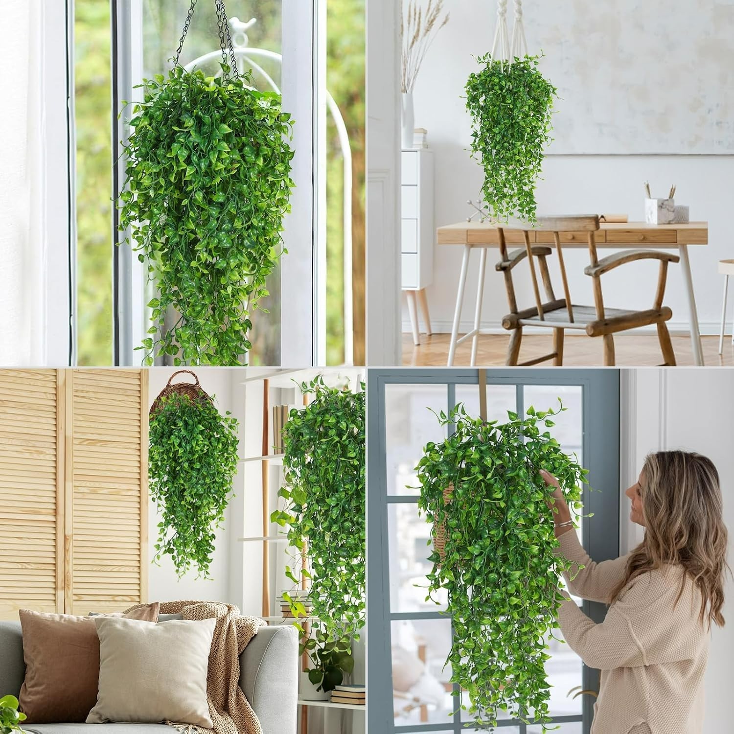 Elegant 4-Pack Faux Eucalyptus Hanging Plants – Perfect for Parties & Weddings