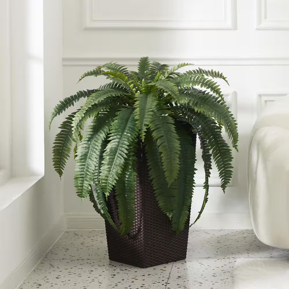 48 In. Artificial Boston Fern, Faux Silk Plant Fake Plants for Home Office Decor