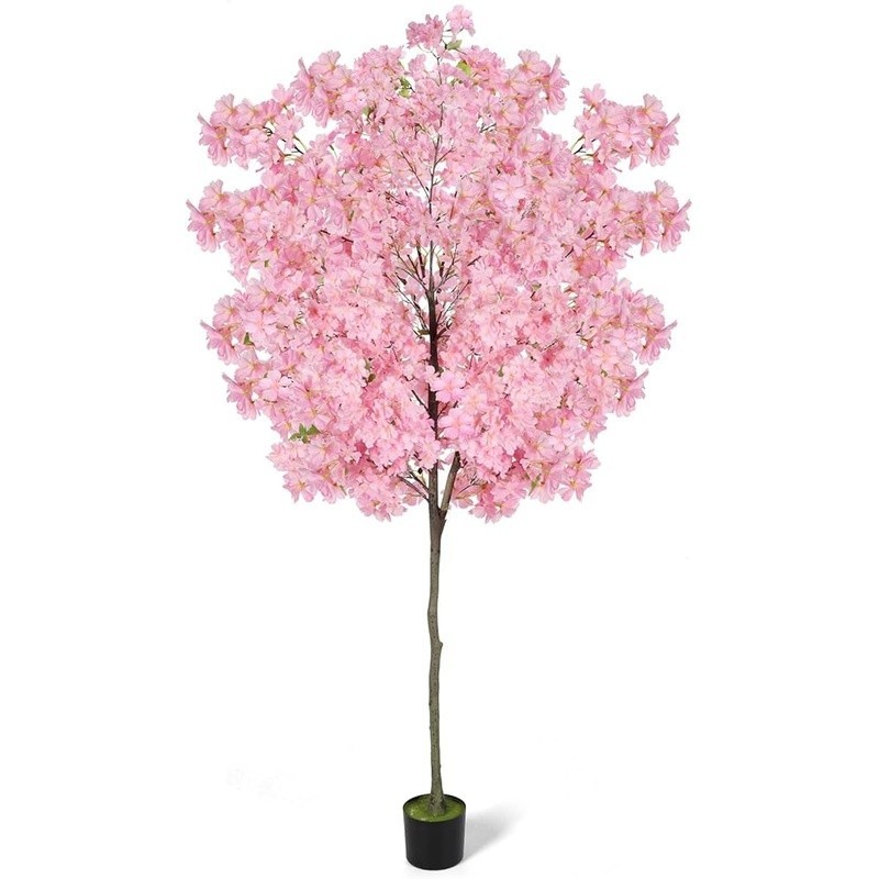 6Ft Cherry Blossom Artificial Tree Fake Pink Cherry Blossom Decorative Plant