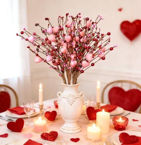 Valentine’s Day Decoration Pink Heart Picks Floral Gifts for Her Valentines