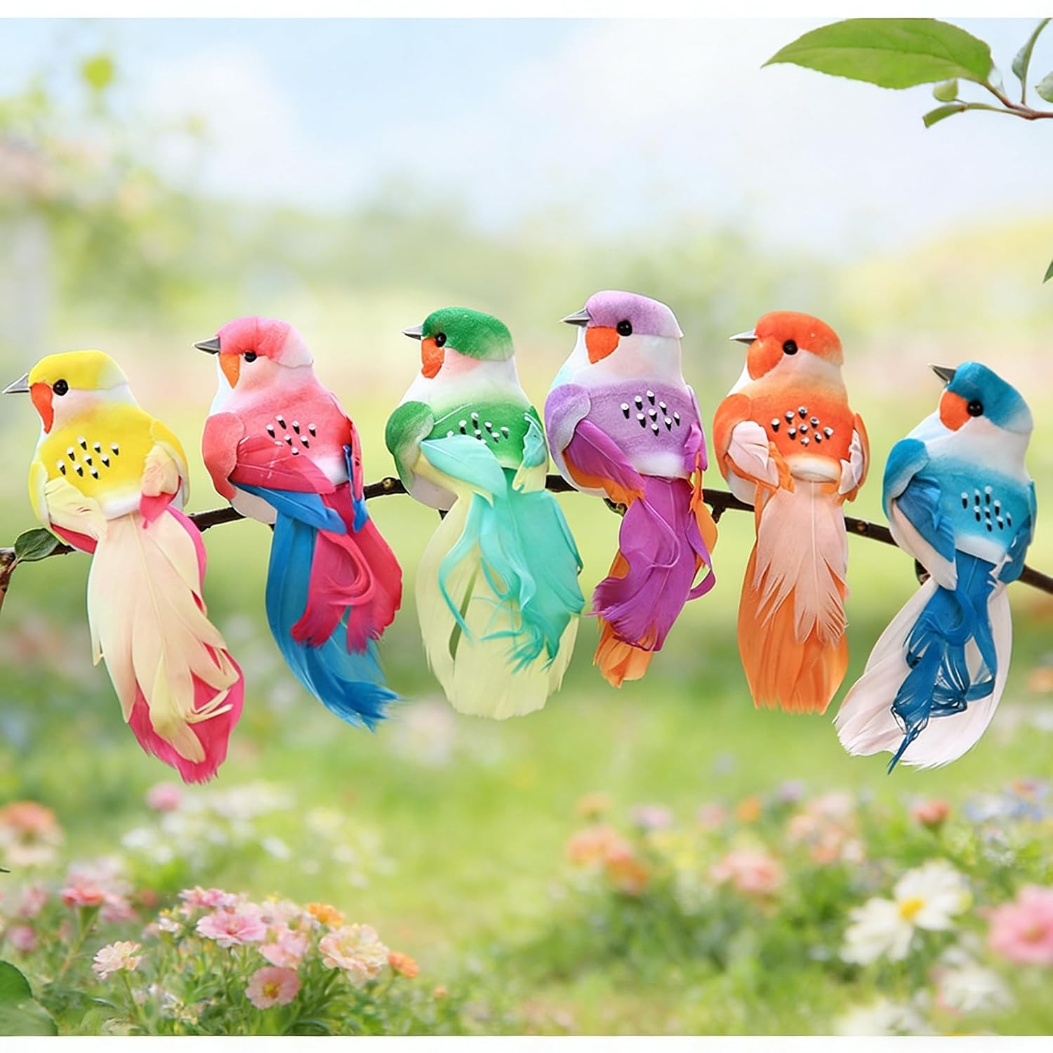 Artificial Bird Decorations Assorted Colors Fake Bird for Home Spring Decor