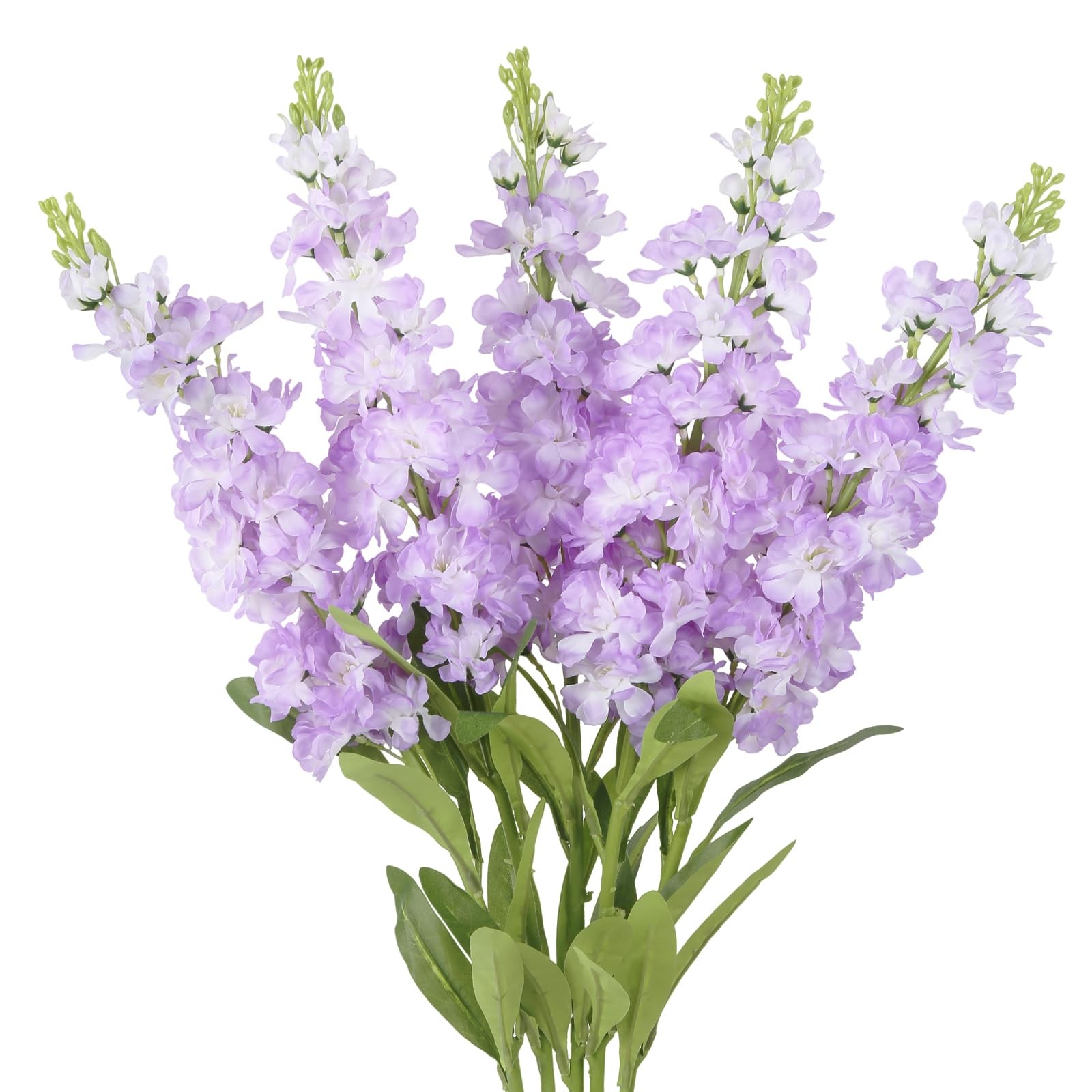 Light Purple Delphinium Artificial Flowers 5PCS Silk Flowers with Stems Snapd…